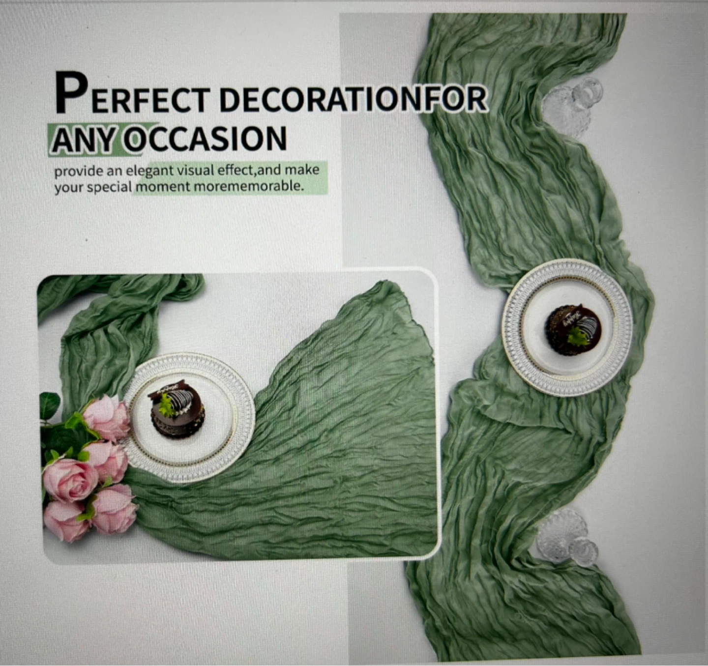 1 Green Table Runner (35x118inch) - photo 3