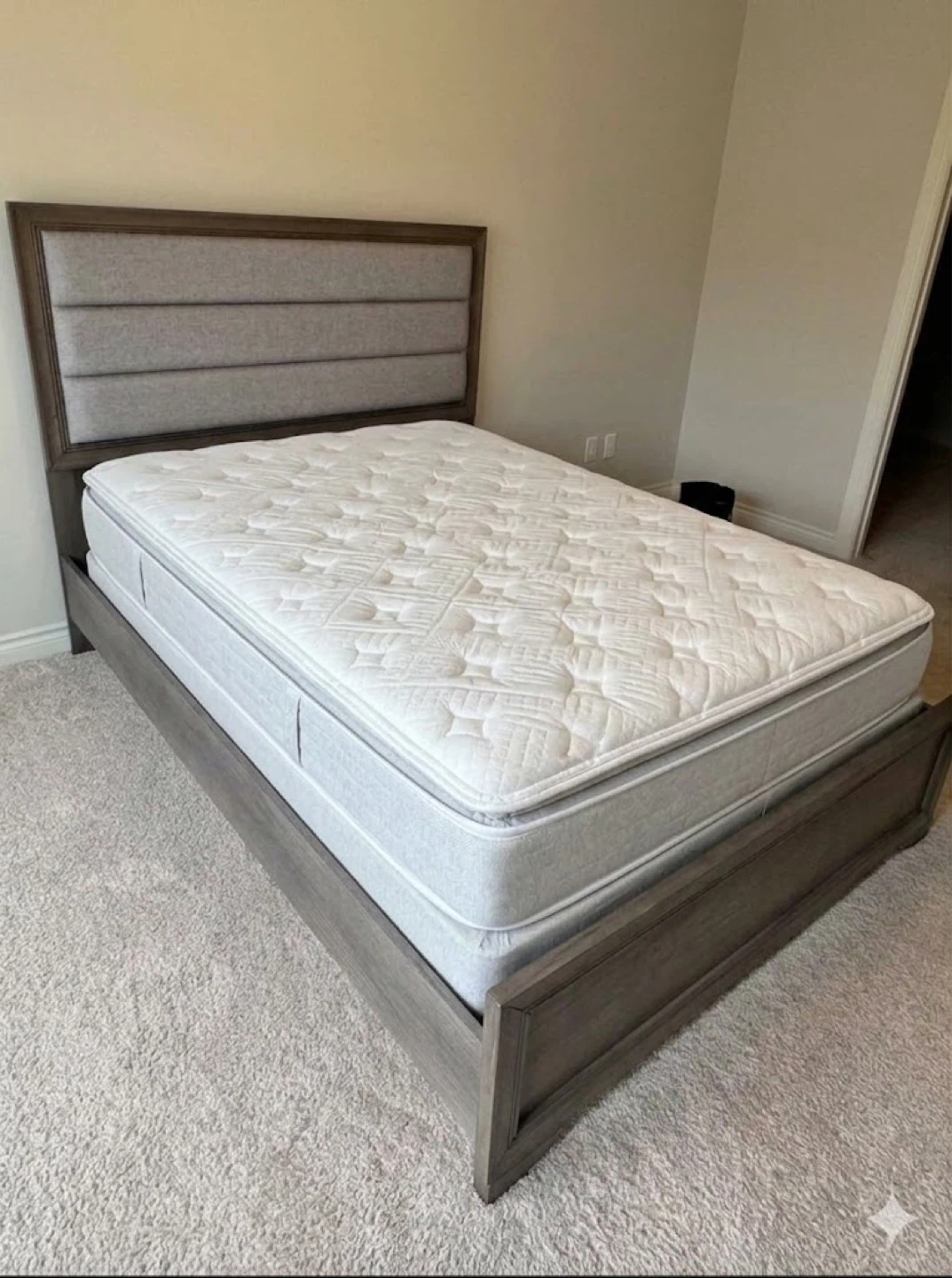 Queen Upholstered Bed Frame with Mattress