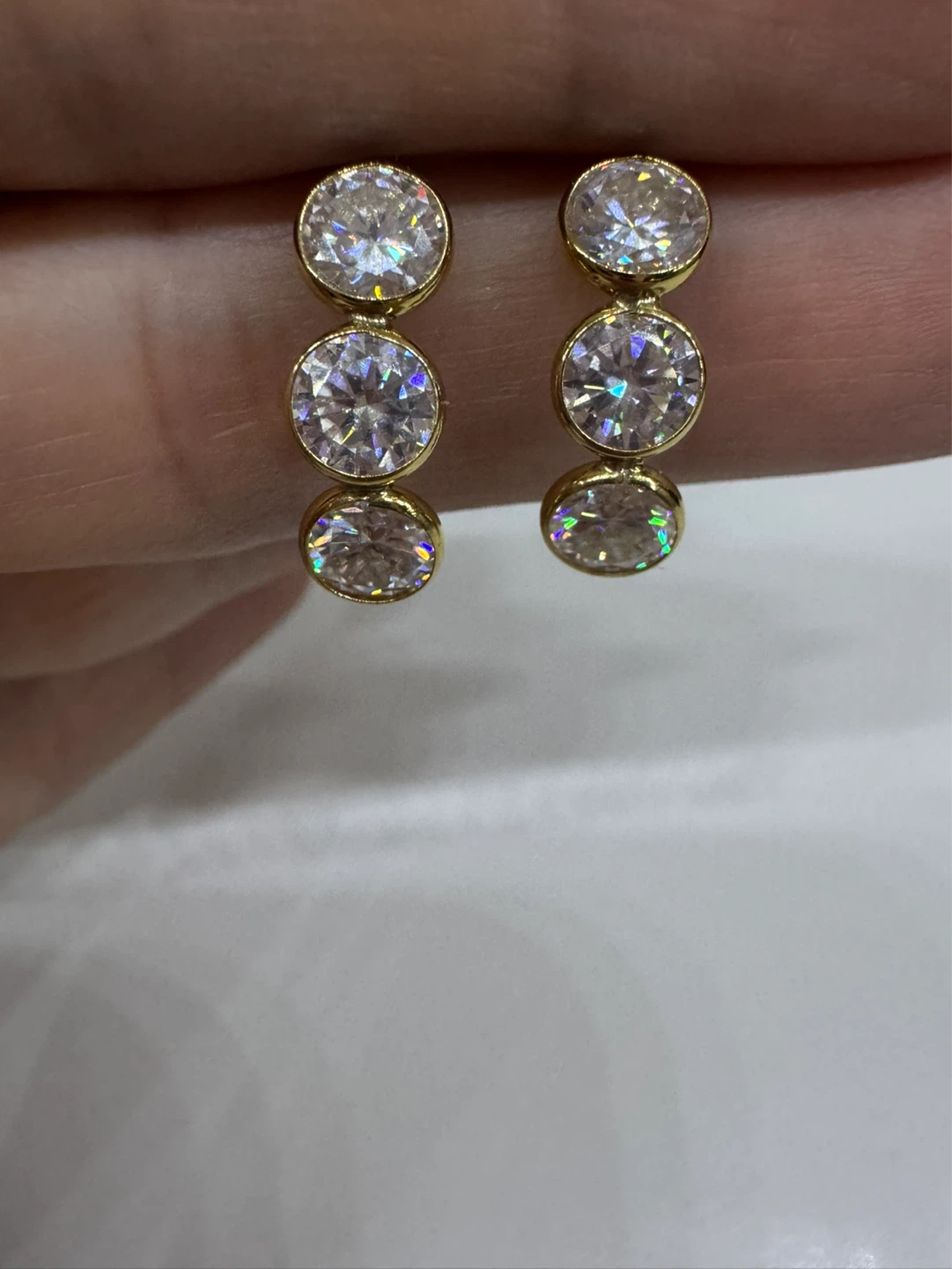 Lab Moissanite Earrings 10k gold - photo 2