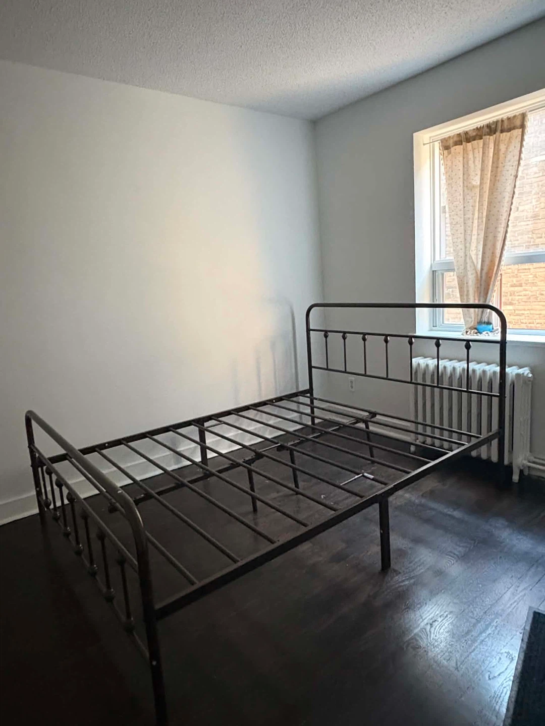 Classic Iron Platform Bed with High Headboard and Footboard
