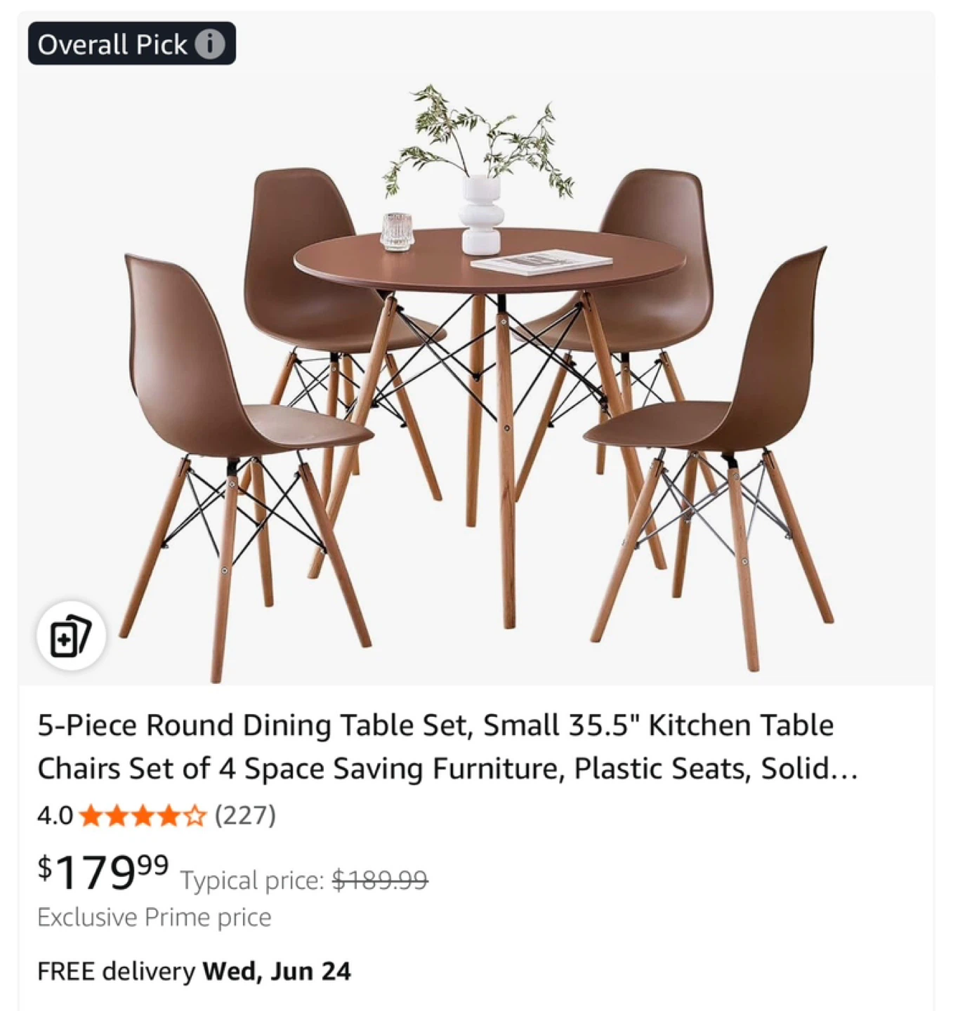 5-Piece Round Dining Table Set with 4 Chairs