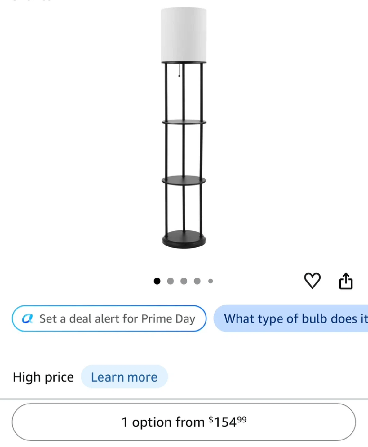 Black Floor Lamp with Shelves