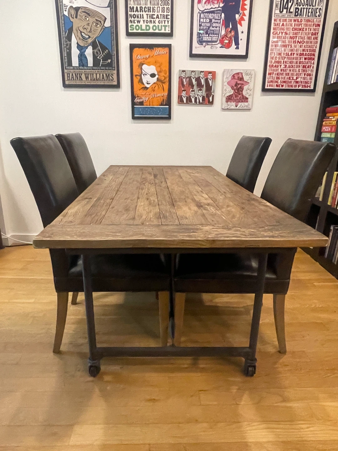 Restoration hardware table & leather chairs - photo 2