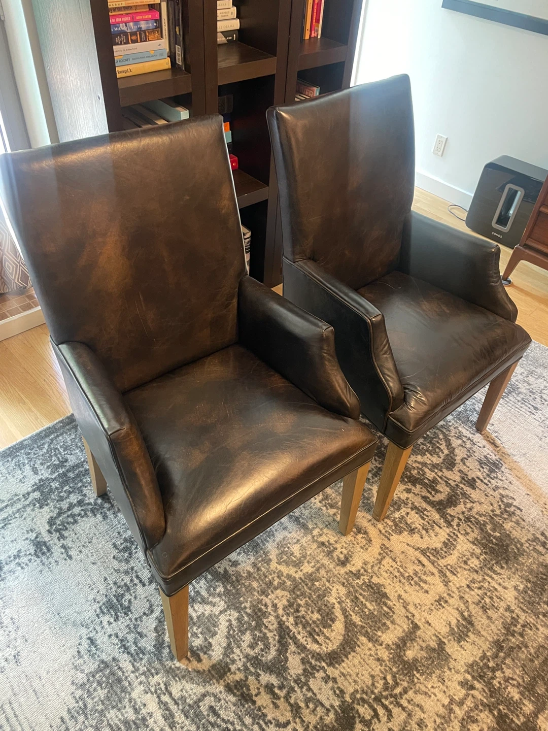 Restoration hardware table & leather chairs - photo 3