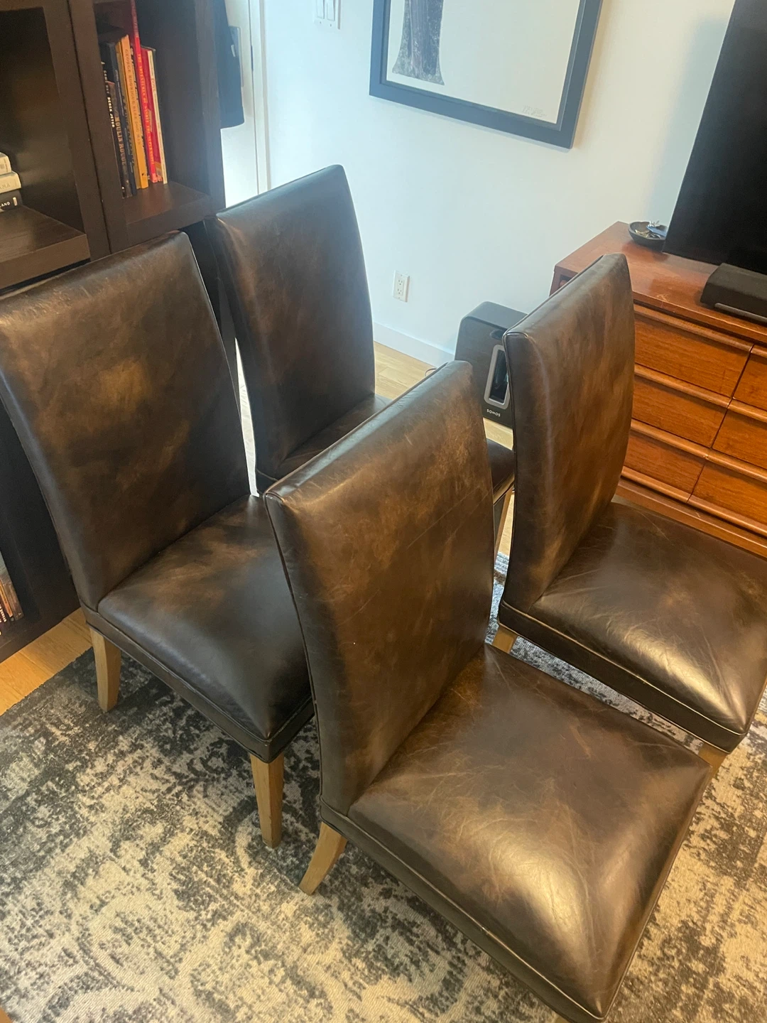 Restoration hardware table & leather chairs - photo 5