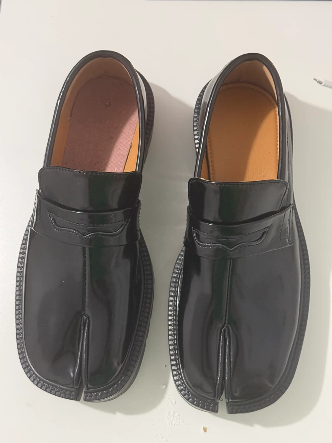 Black Tab Split Toe Loafer Shoes