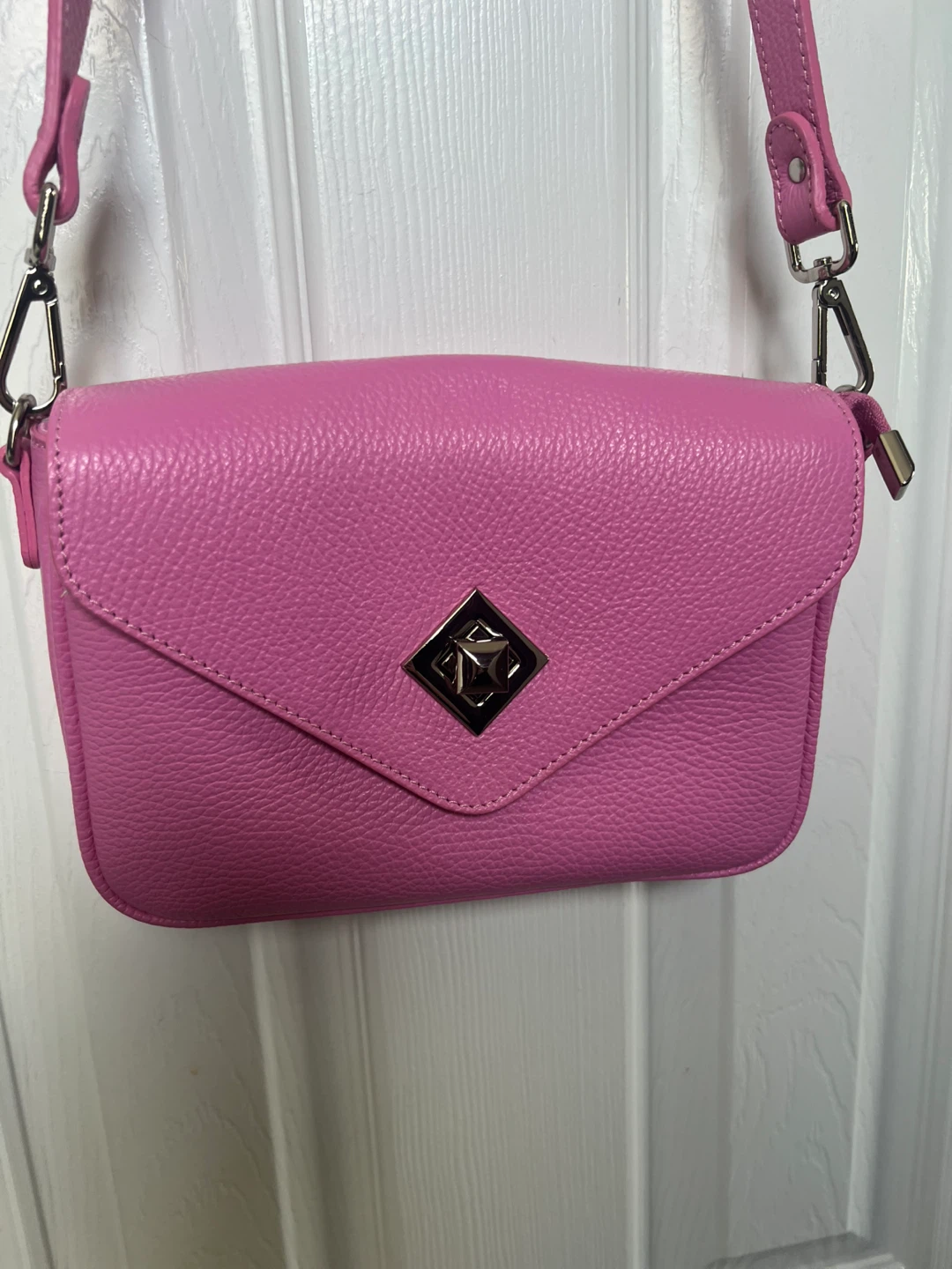 Genuine Leather pink crossbody bag