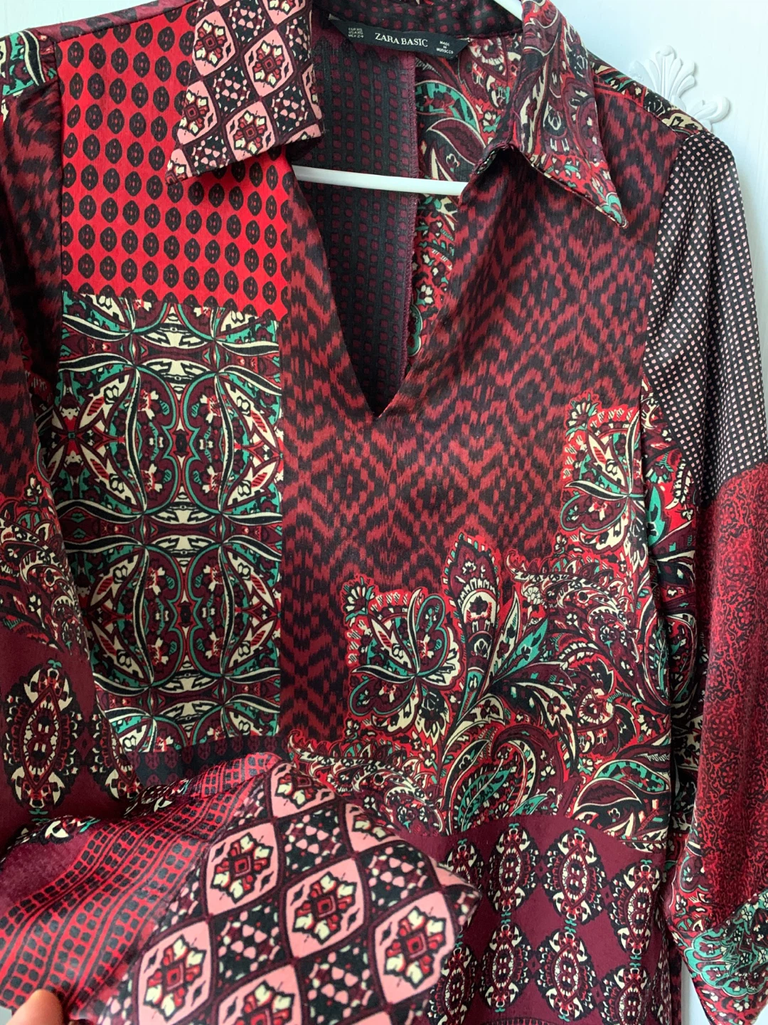 Zara Basic Patchwork Print V-Neck Tunic Dress - photo 2