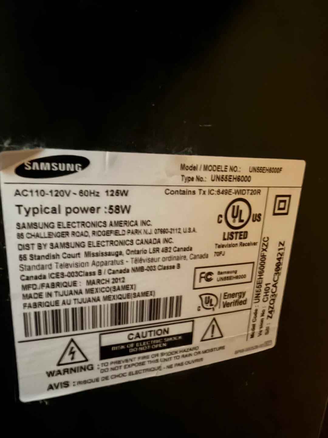 Samsung UN55EH6000F Television - photo 3