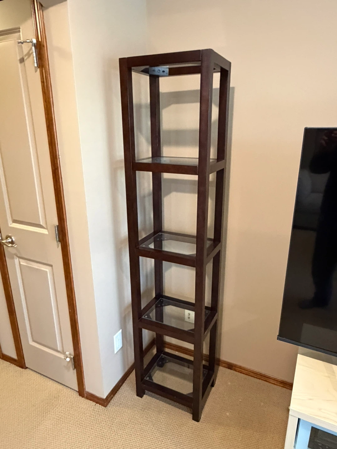 Tall 4-Shelf Bookcase with Glass Shelves