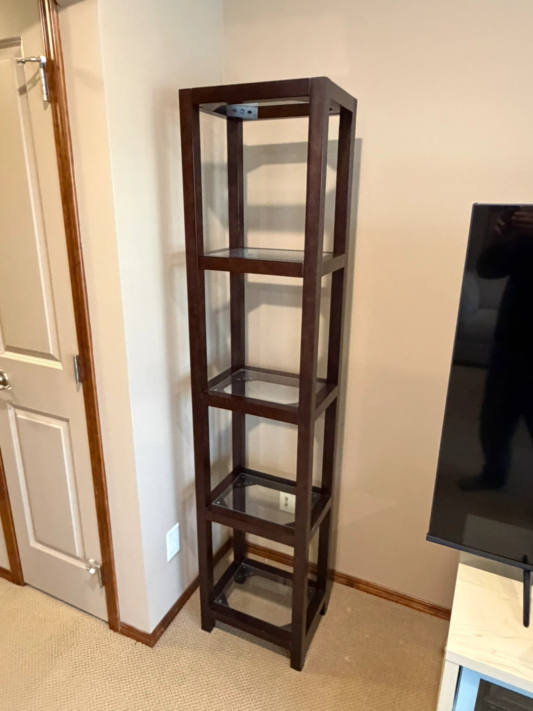 Tall 4-Shelf Bookcase with Glass Shelves - photo 2