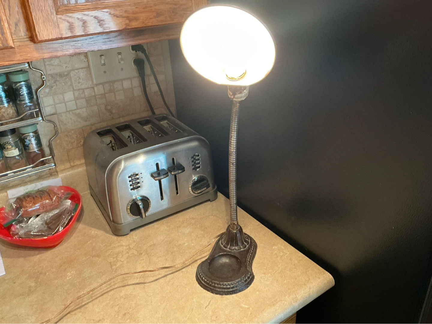 Vintage Industrial Gooseneck Desk Lamp with Cast Iron Base - photo 5