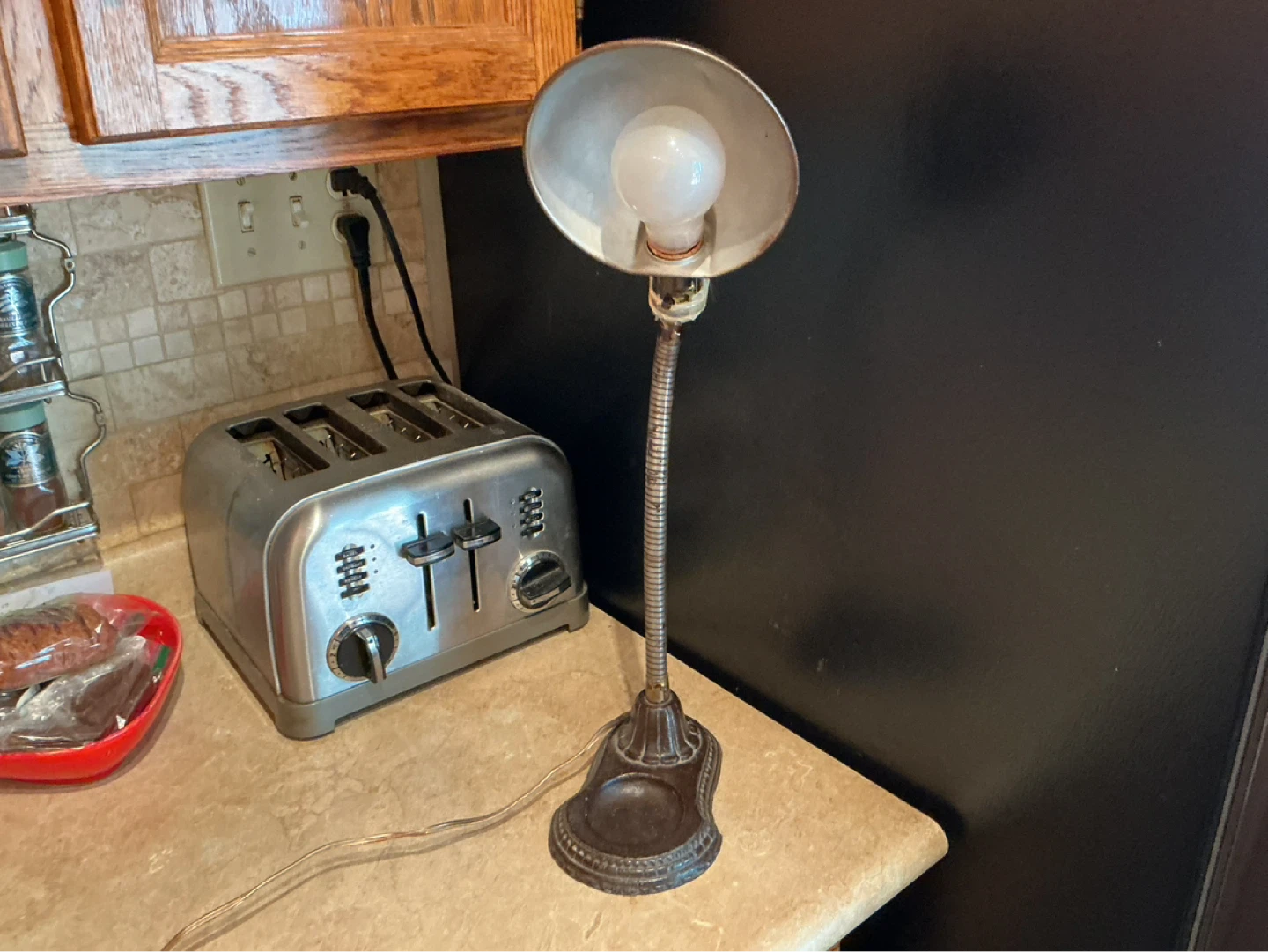 Vintage Industrial Gooseneck Desk Lamp with Cast Iron Base - photo 4