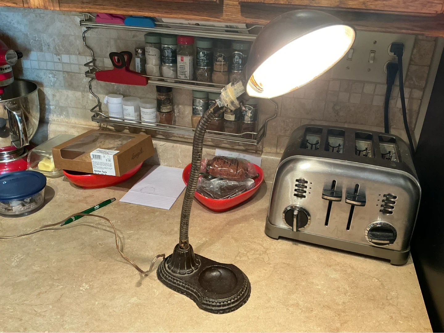Vintage Industrial Gooseneck Desk Lamp with Cast Iron Base