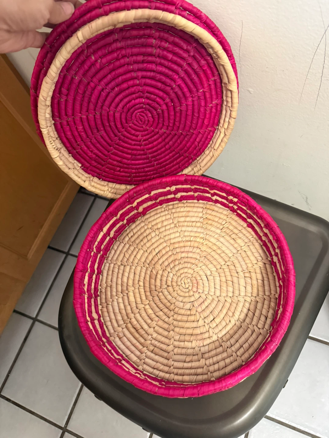 Pink Woven Storage Basket with Lid - photo 3