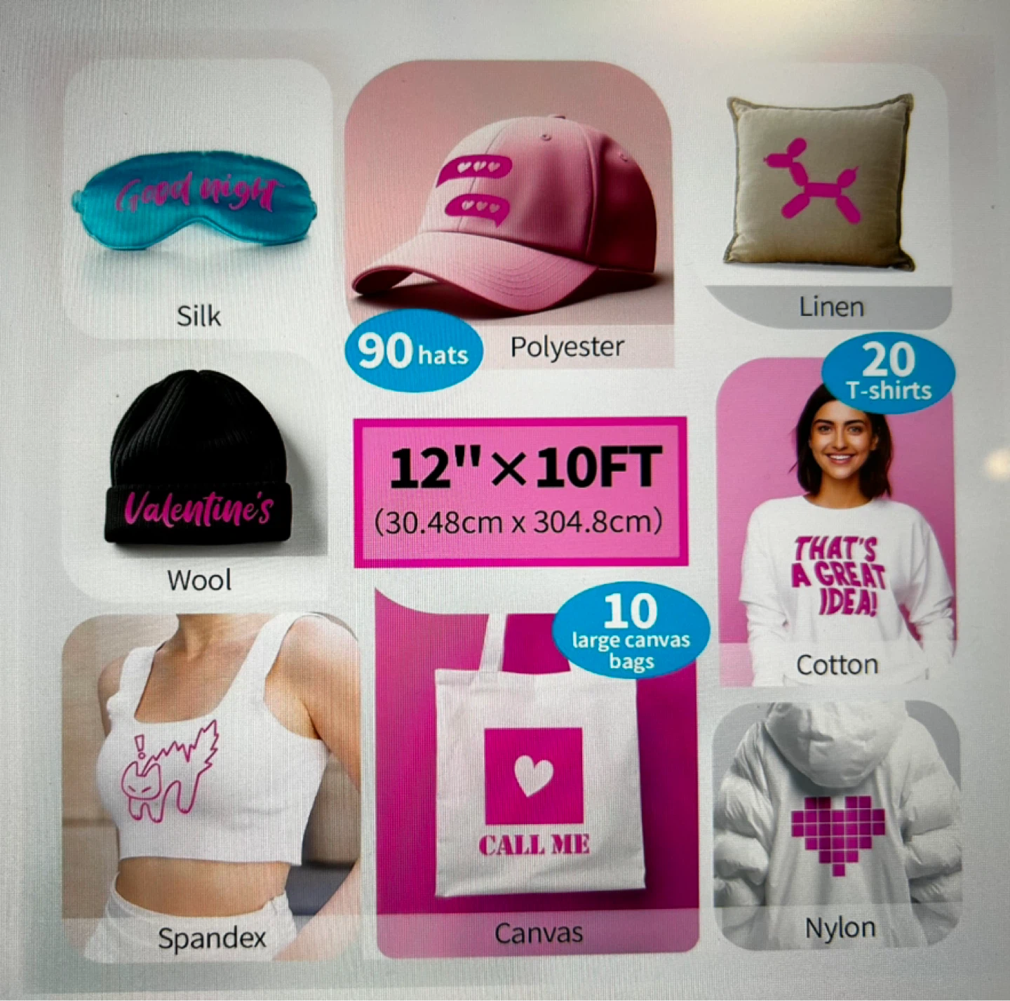 Amavinyl Great Pink Heat Transfer Vinyl - 12" x 10 FT - photo 3