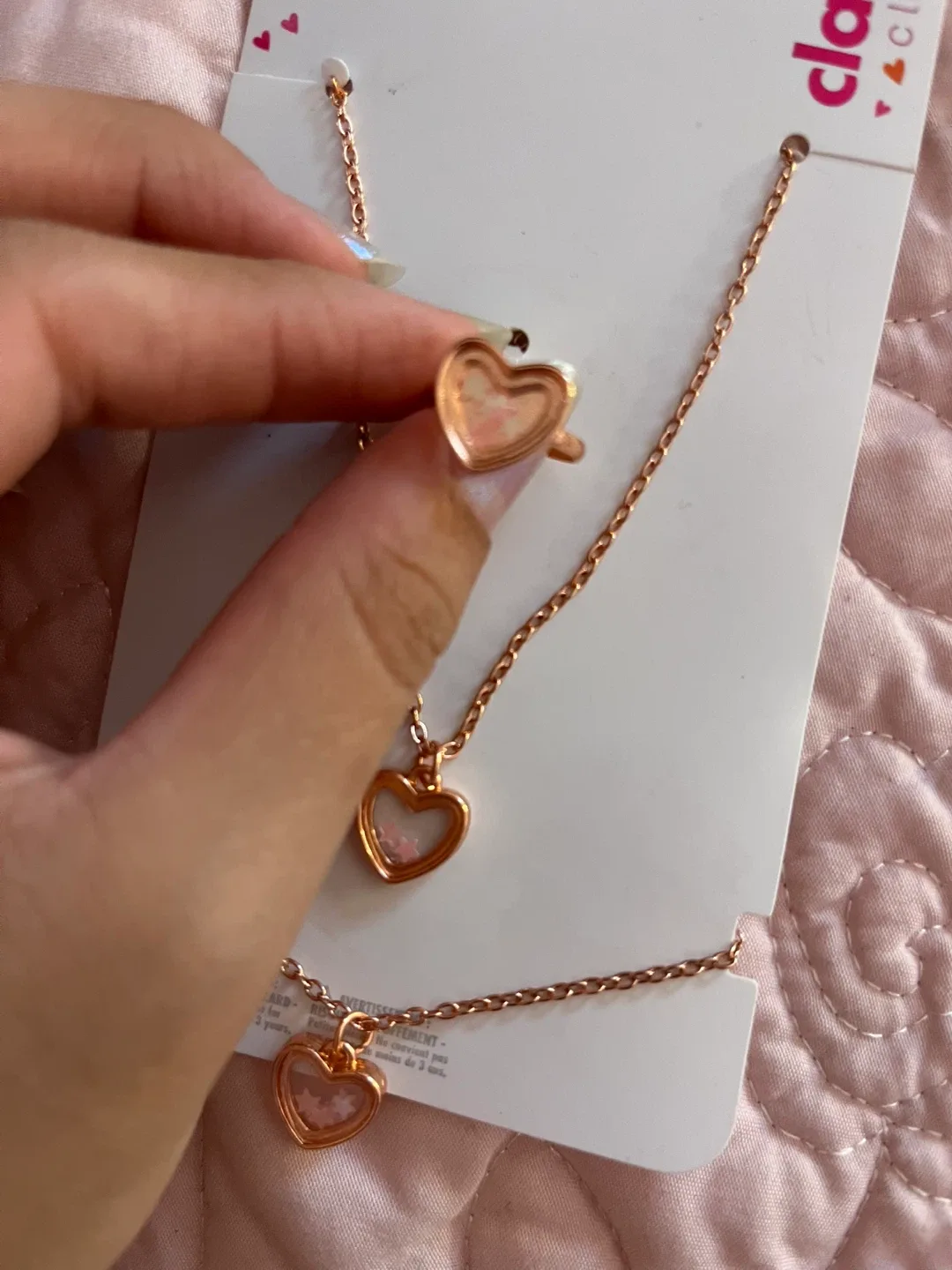 Claire's Club Heart Necklace and Ring Set