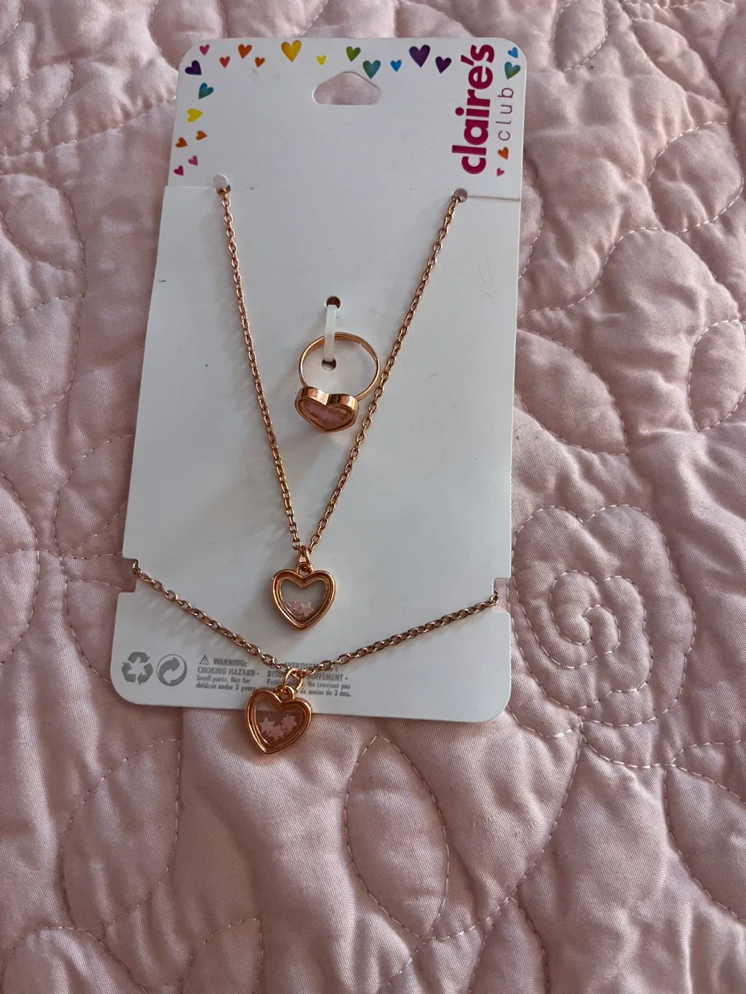 Claire's Club Heart Necklace and Ring Set - photo 2