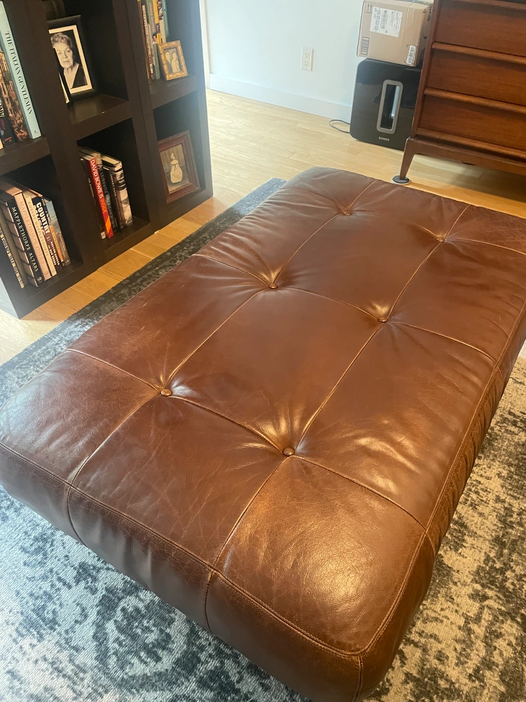 Tufted Leather Ottoman Coffee Table - photo 2