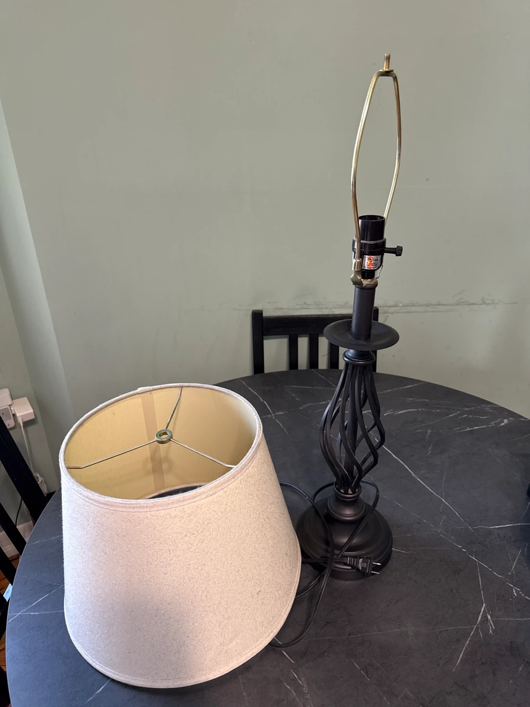 Twisted Base Table Lamp with Tan Shade - photo 2