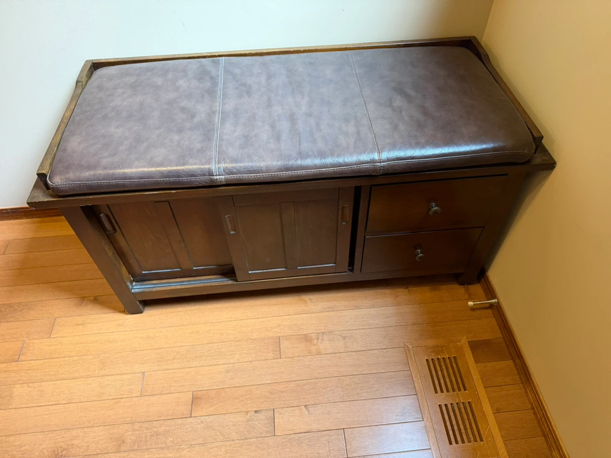 Storage Bench with Faux Leather Top