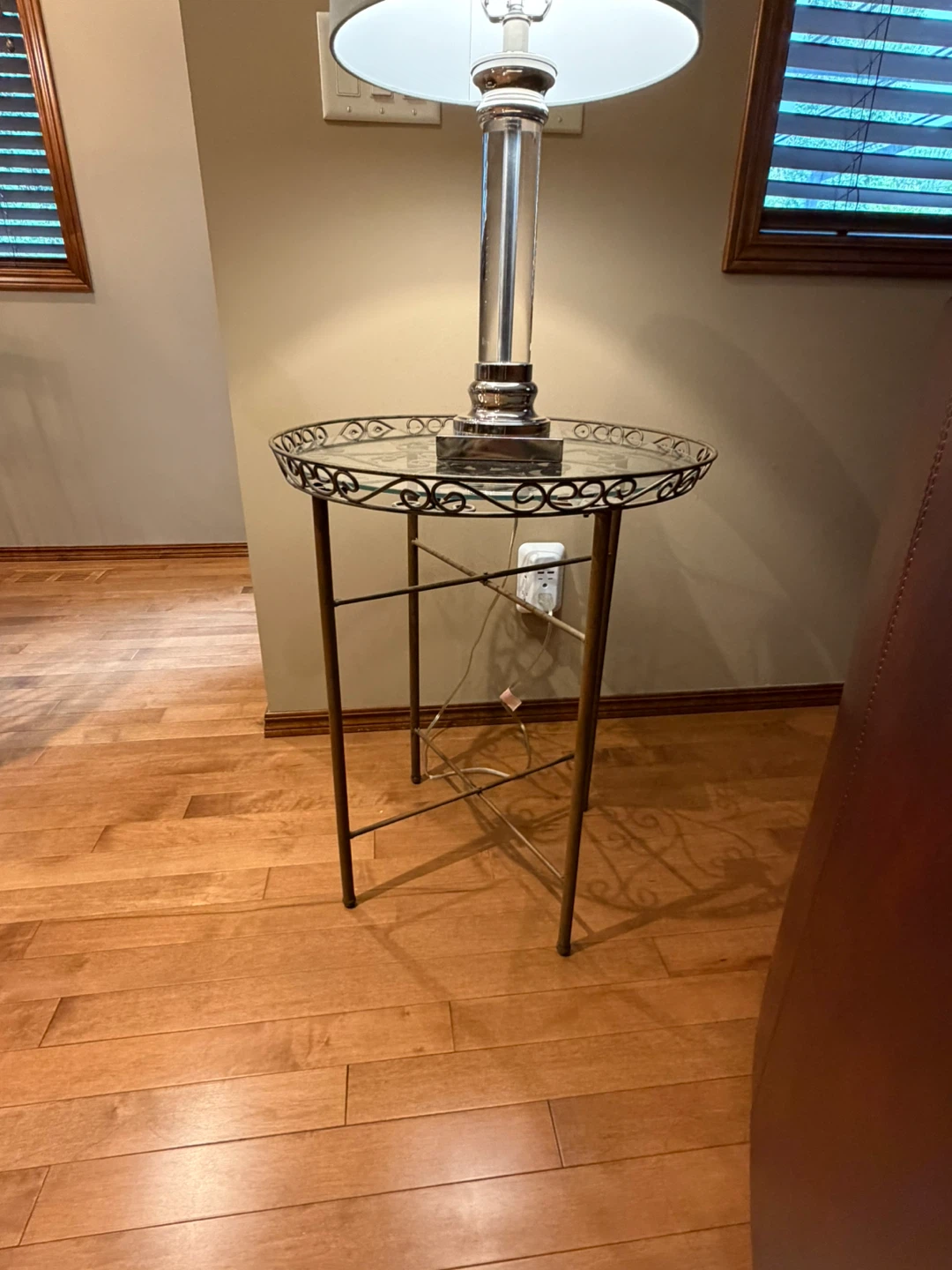 Ornate Metal & Glass Accent Table