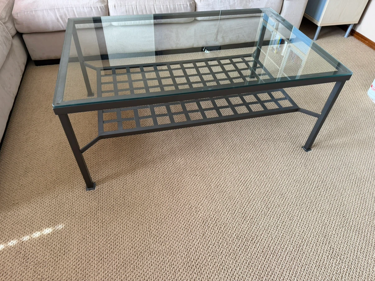 IKEA Glass Top Coffee Table with Metal Frame