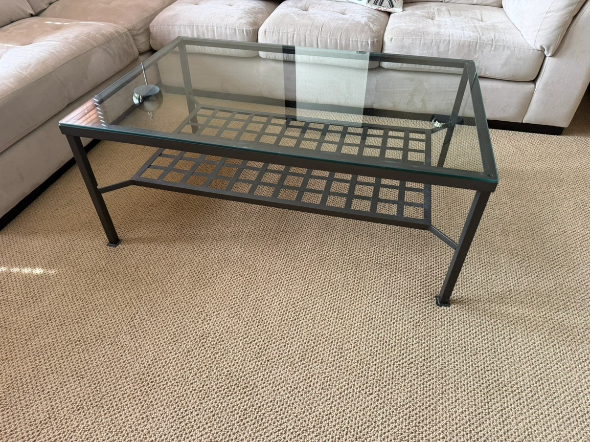 IKEA Glass Top Coffee Table with Metal Frame - photo 2