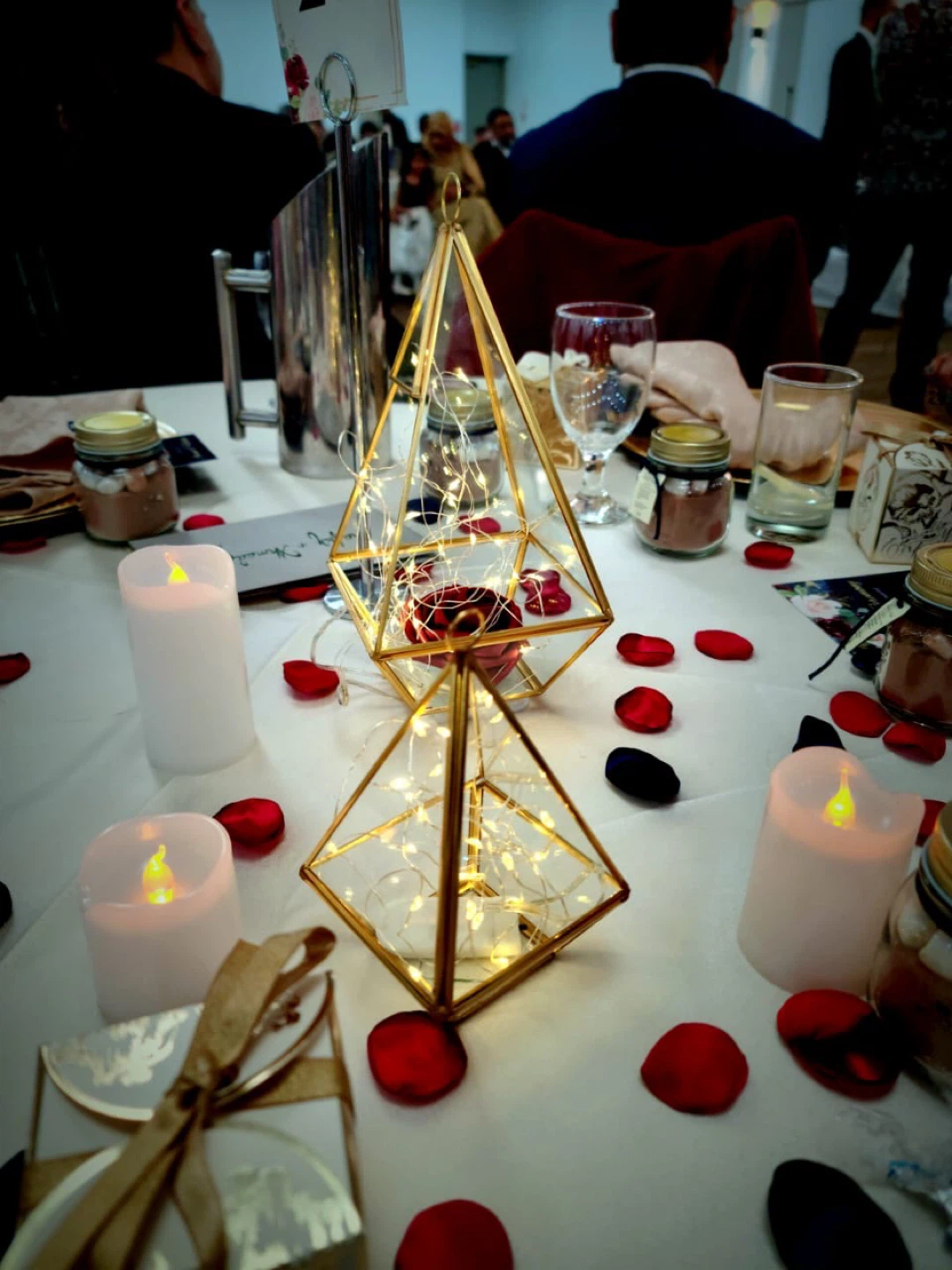 Geometric Lanterns with Fairy Lights and Candles