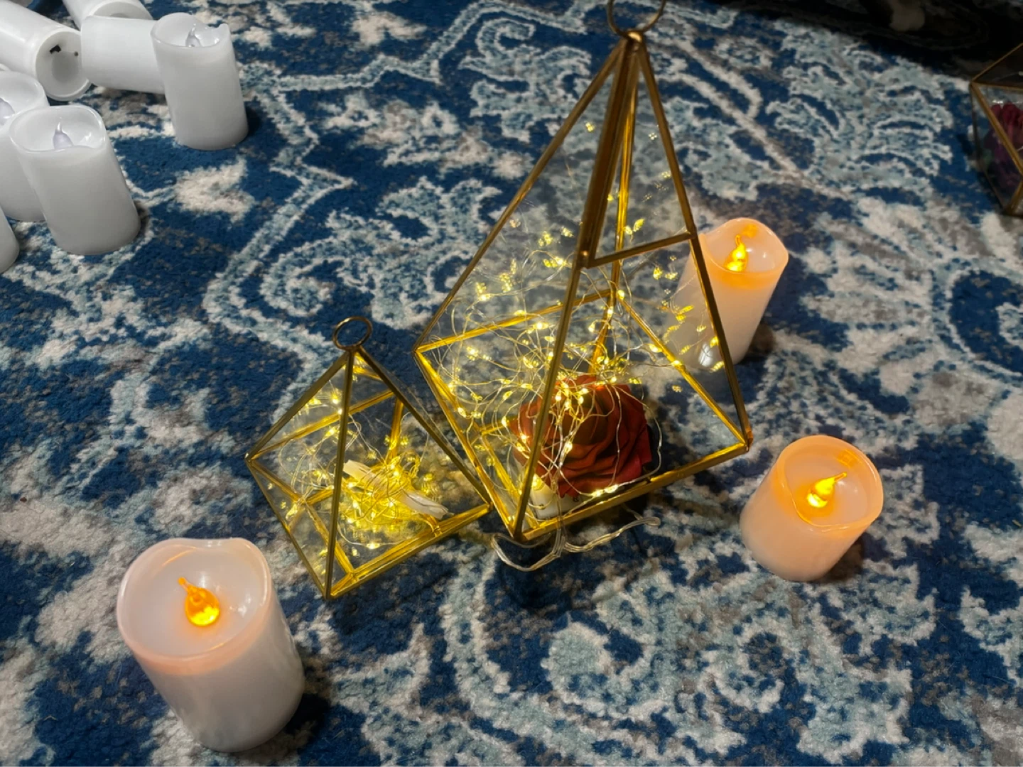 Geometric Lanterns with Fairy Lights and Candles - photo 2