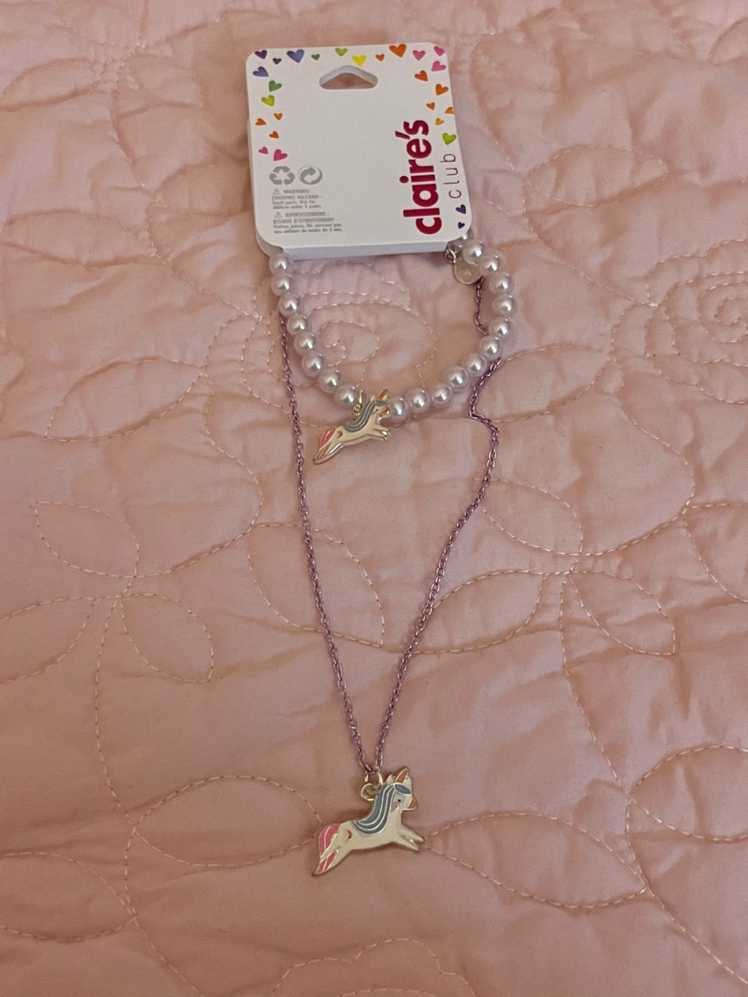 Claire's Club Unicorn Necklace and Bracelet Set - photo 2