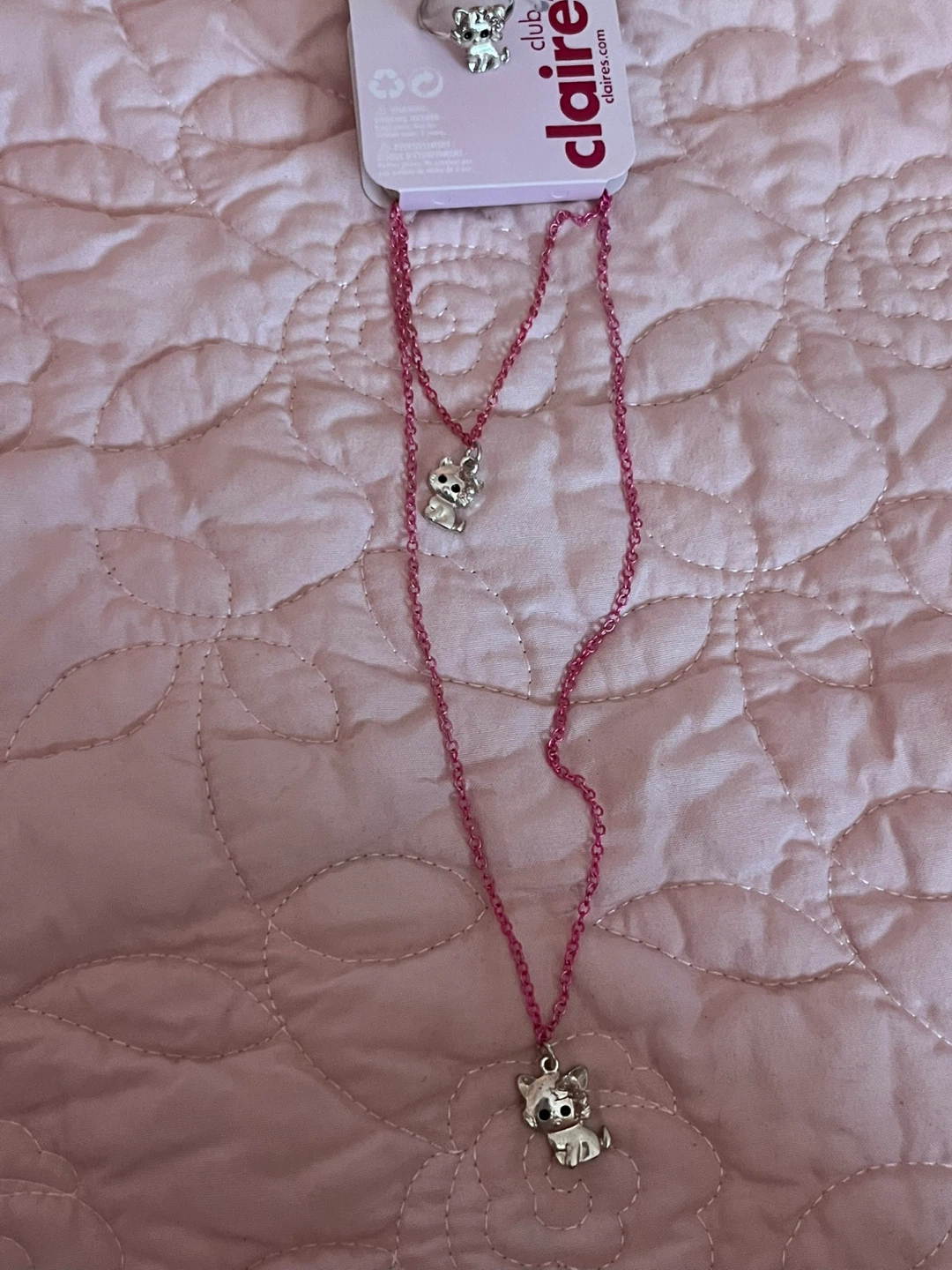 Claire's Silver Cat Charm Necklace and Ring Set - photo 2