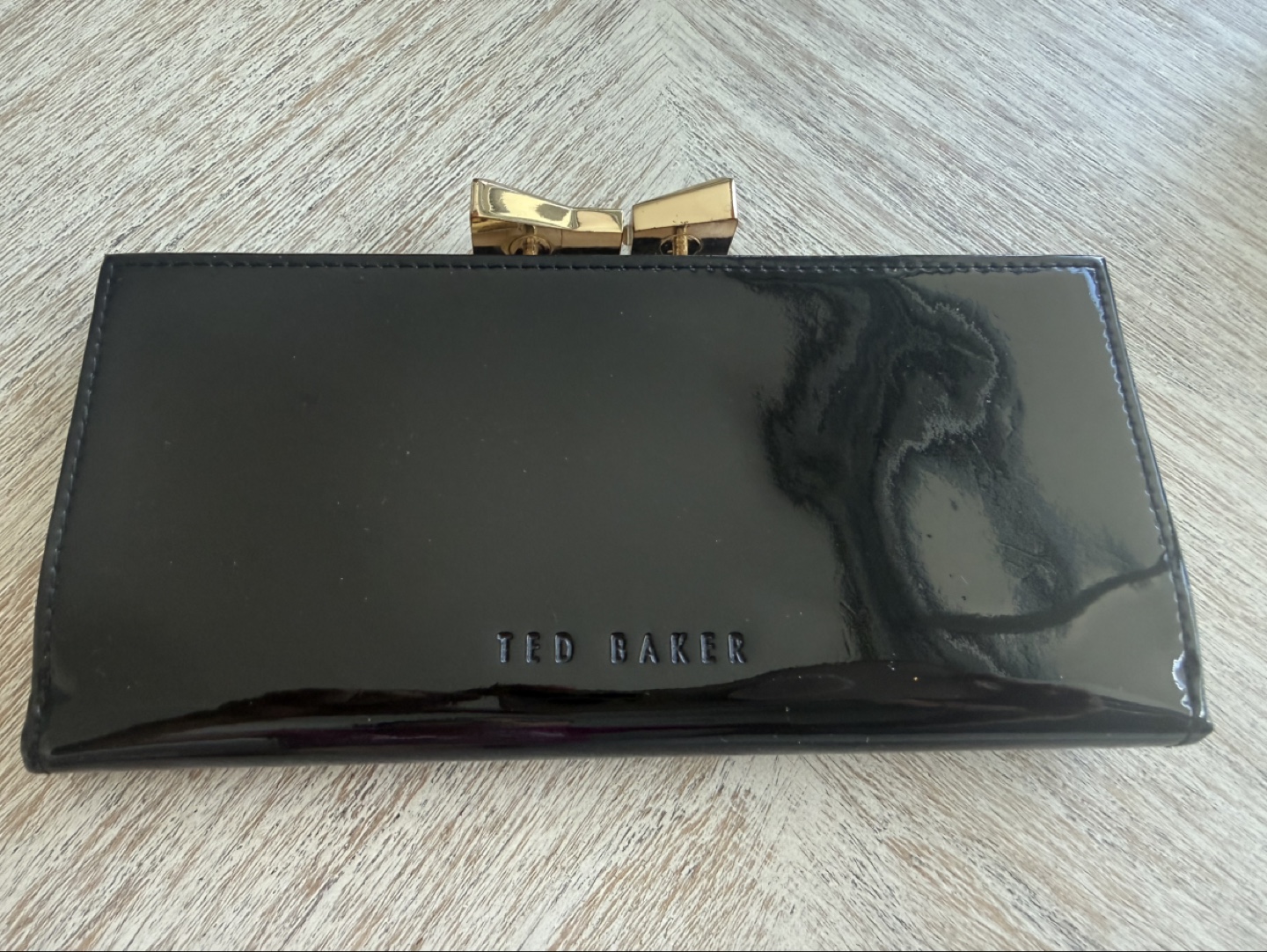 Ted Baker Black Patent Bow Wallet