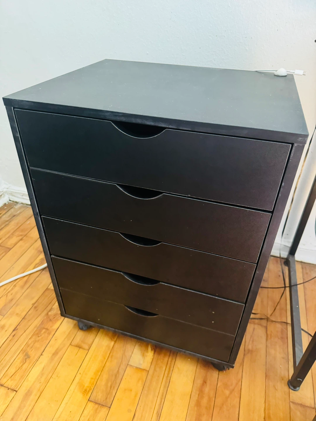 Black 5-Drawer Rolling Storage Cart