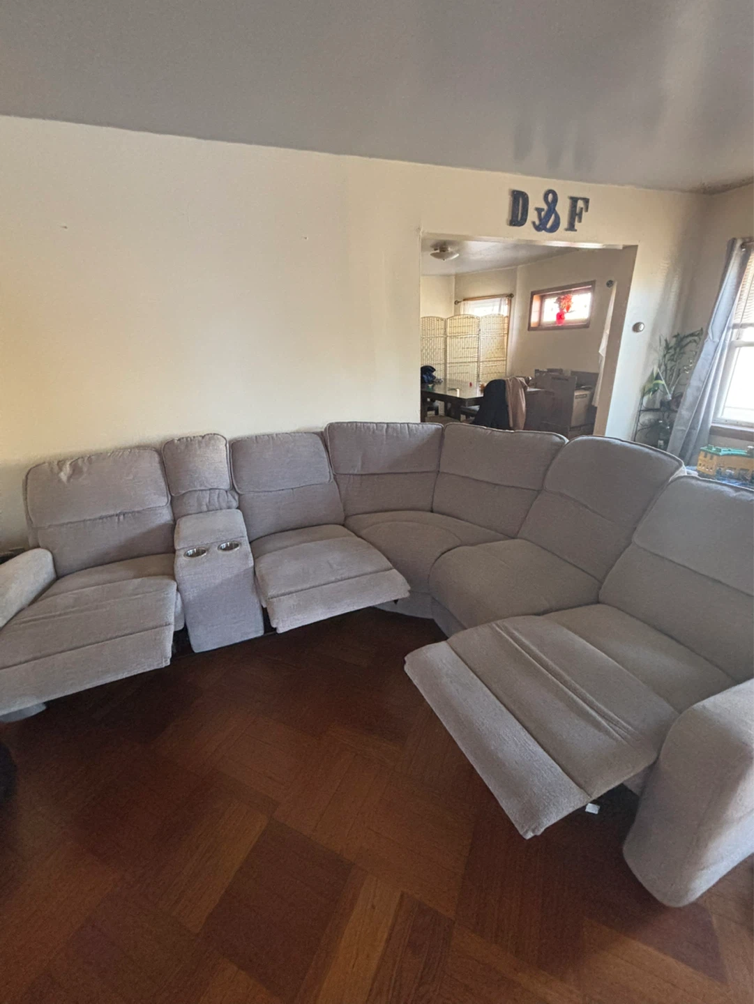 Gray Sectional Recliner Sofa with Cup Holders - photo 2