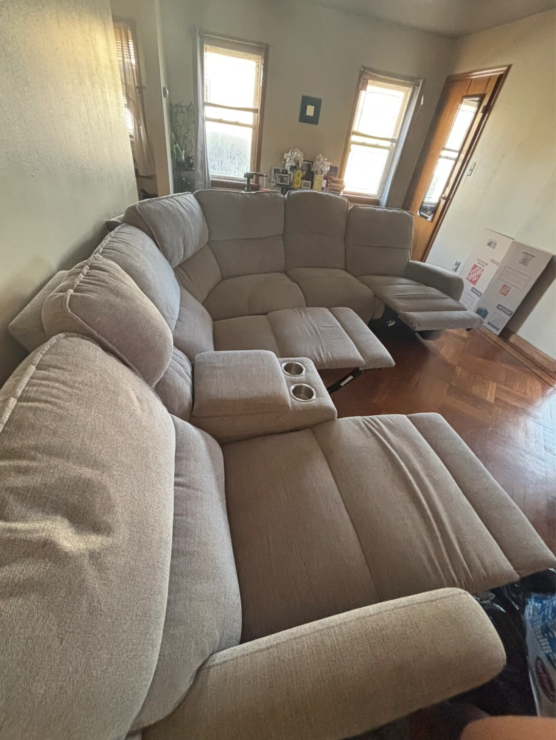 Gray Sectional Recliner Sofa with Cup Holders - photo 4