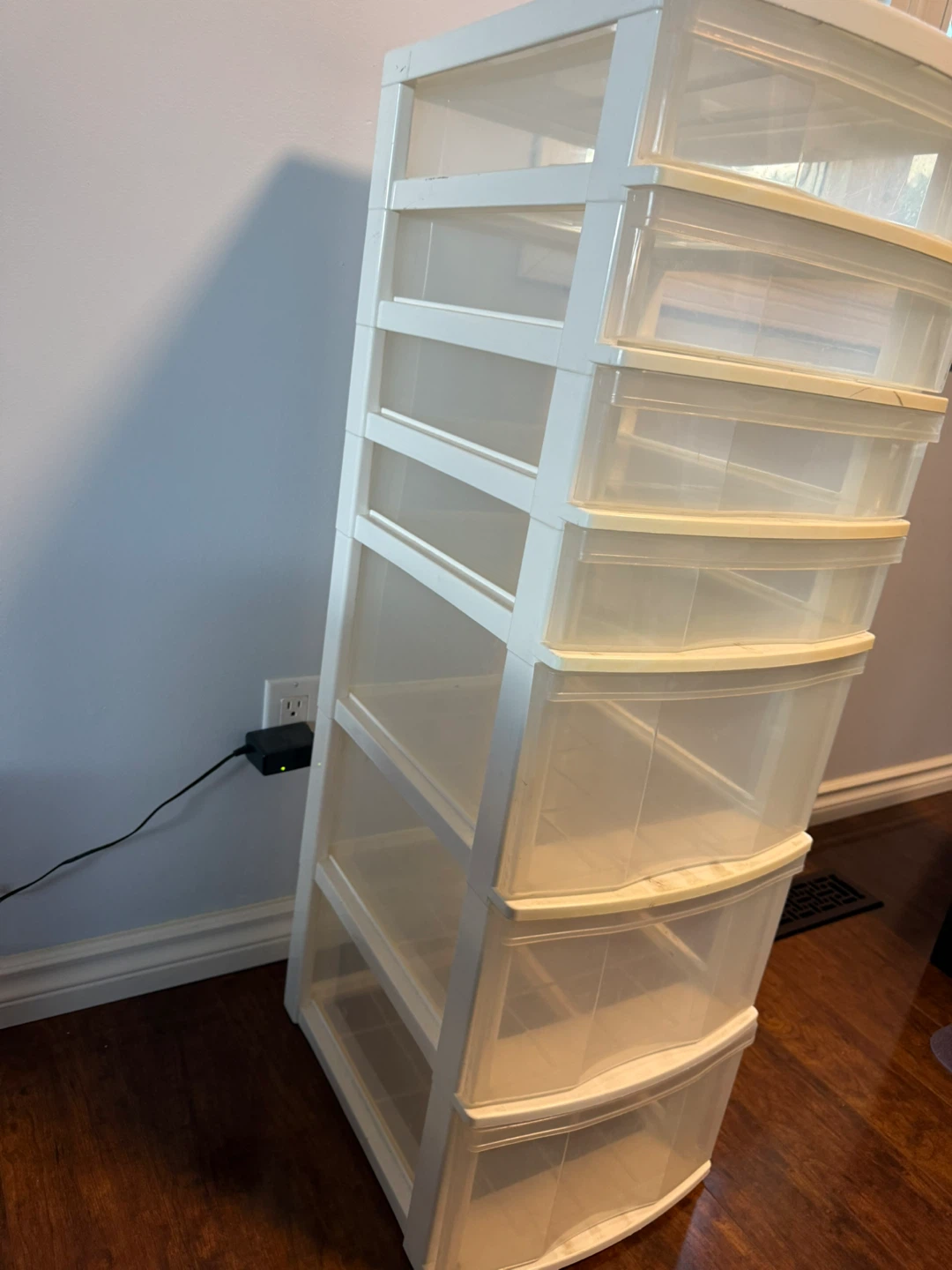 7-Drawer Plastic Storage Tower – White Frame with Clear Drawers - photo 5