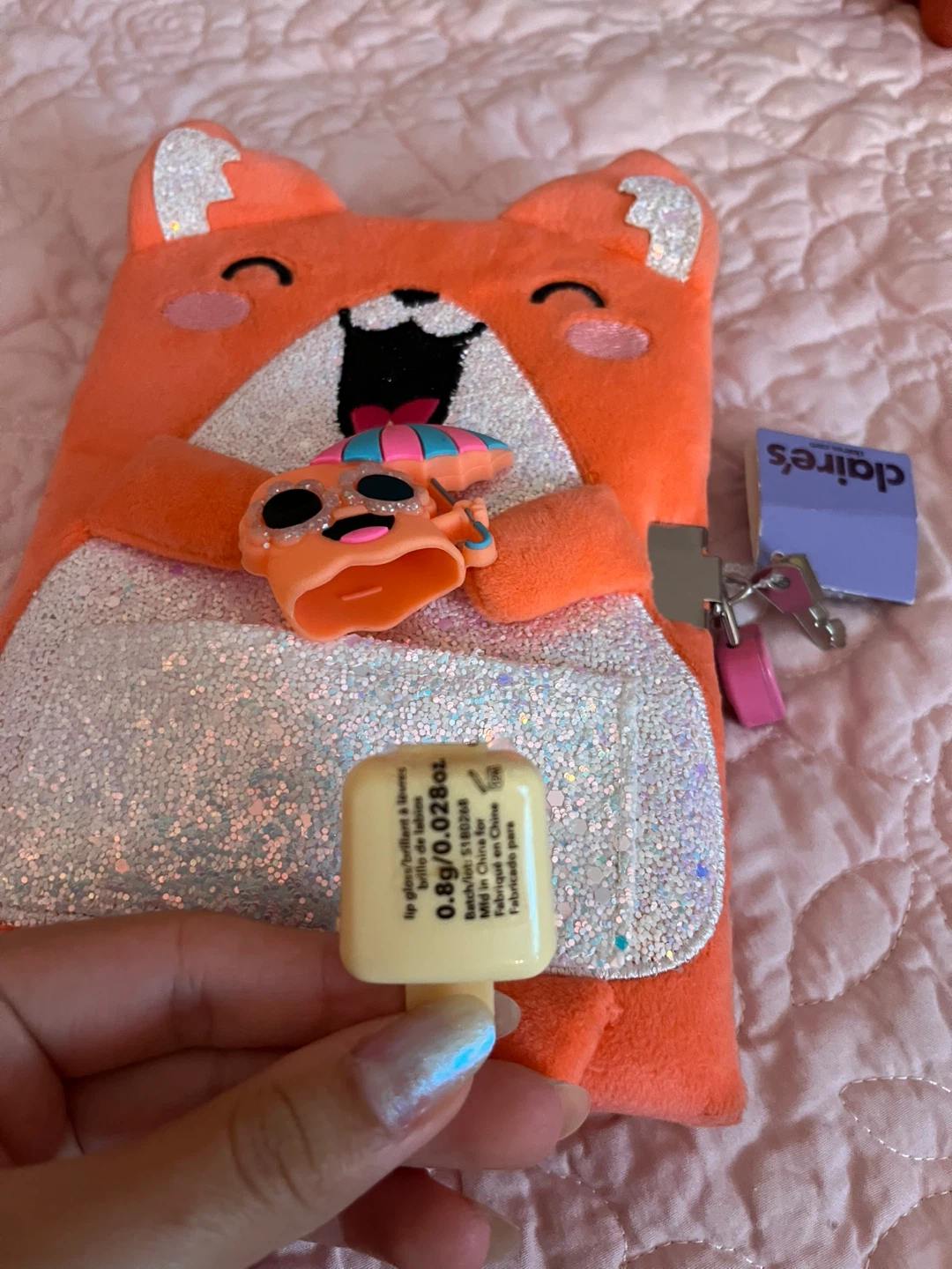 Claire's Fox Plush Lock Diary with Lip Balm - photo 2