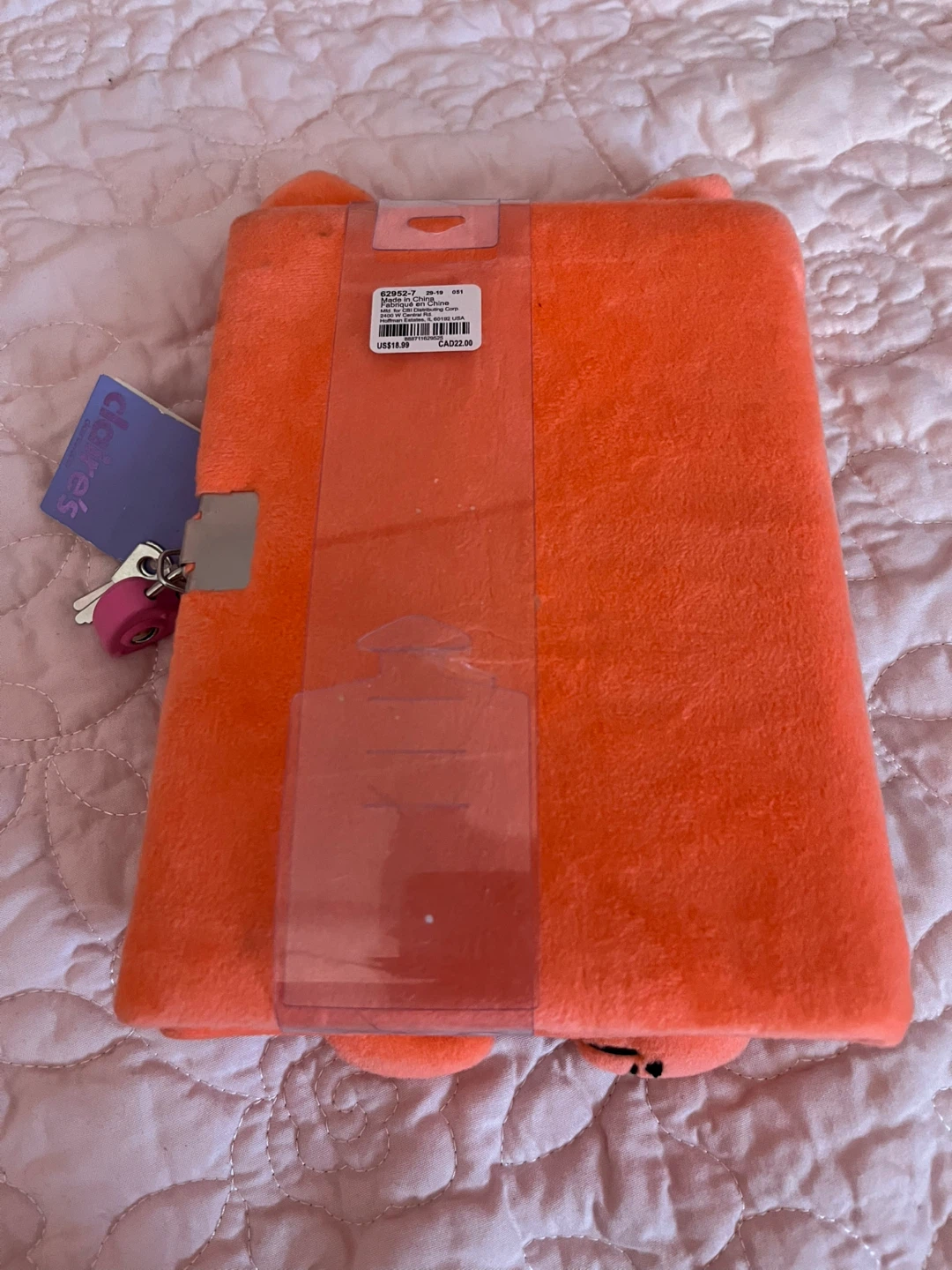 Claire's Fox Plush Lock Diary with Lip Balm