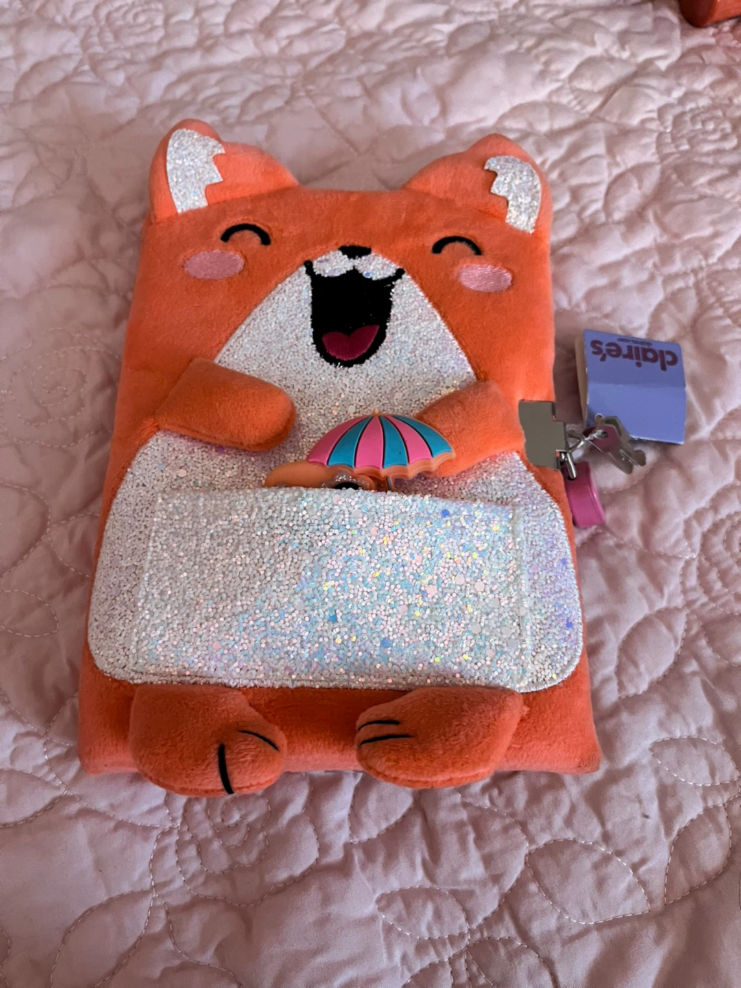 Claire's Fox Plush Lock Diary with Lip Balm - photo 4