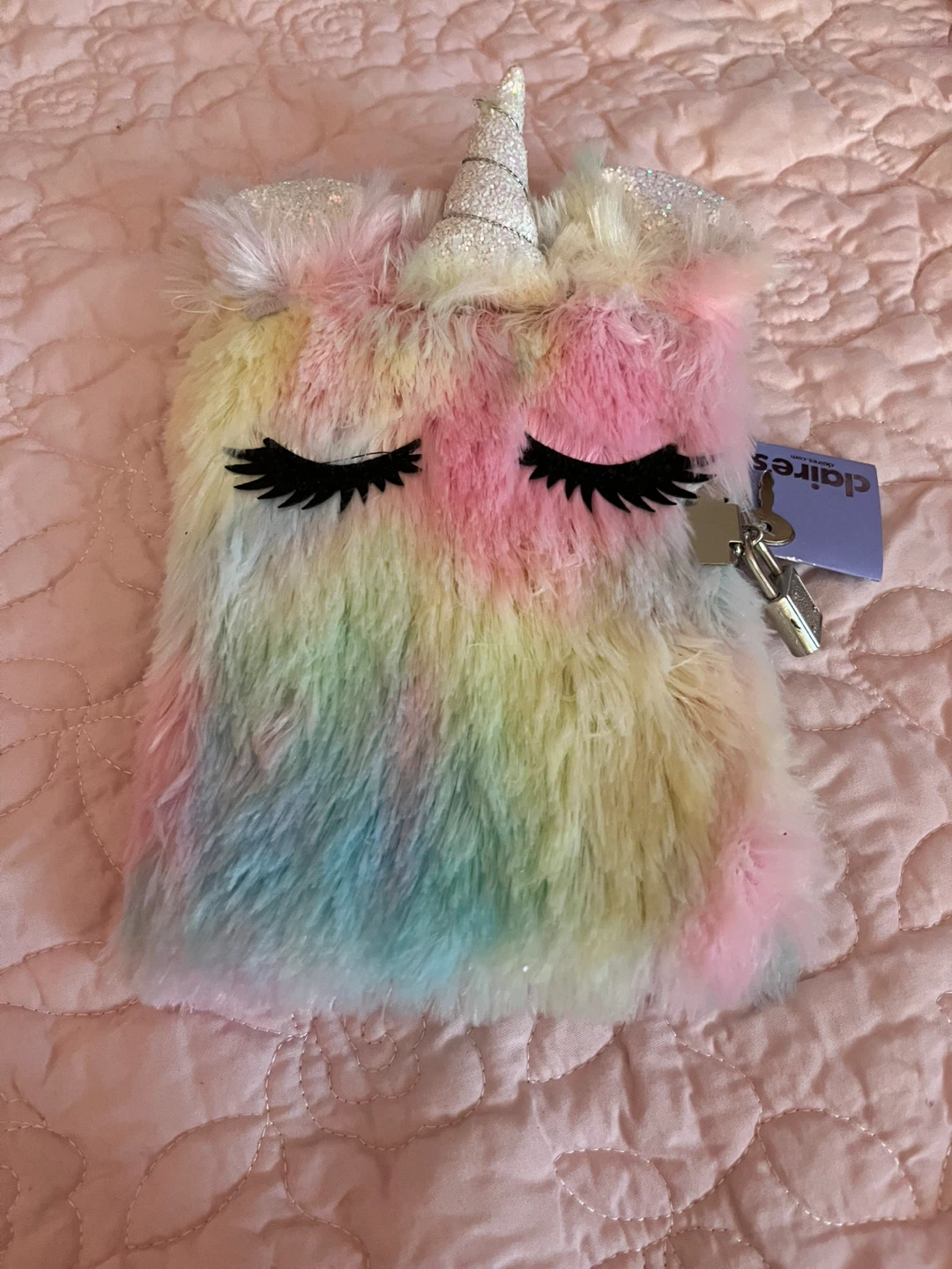 Claire's Rainbow Unicorn Fuzzy Lockable Journal - photo 2
