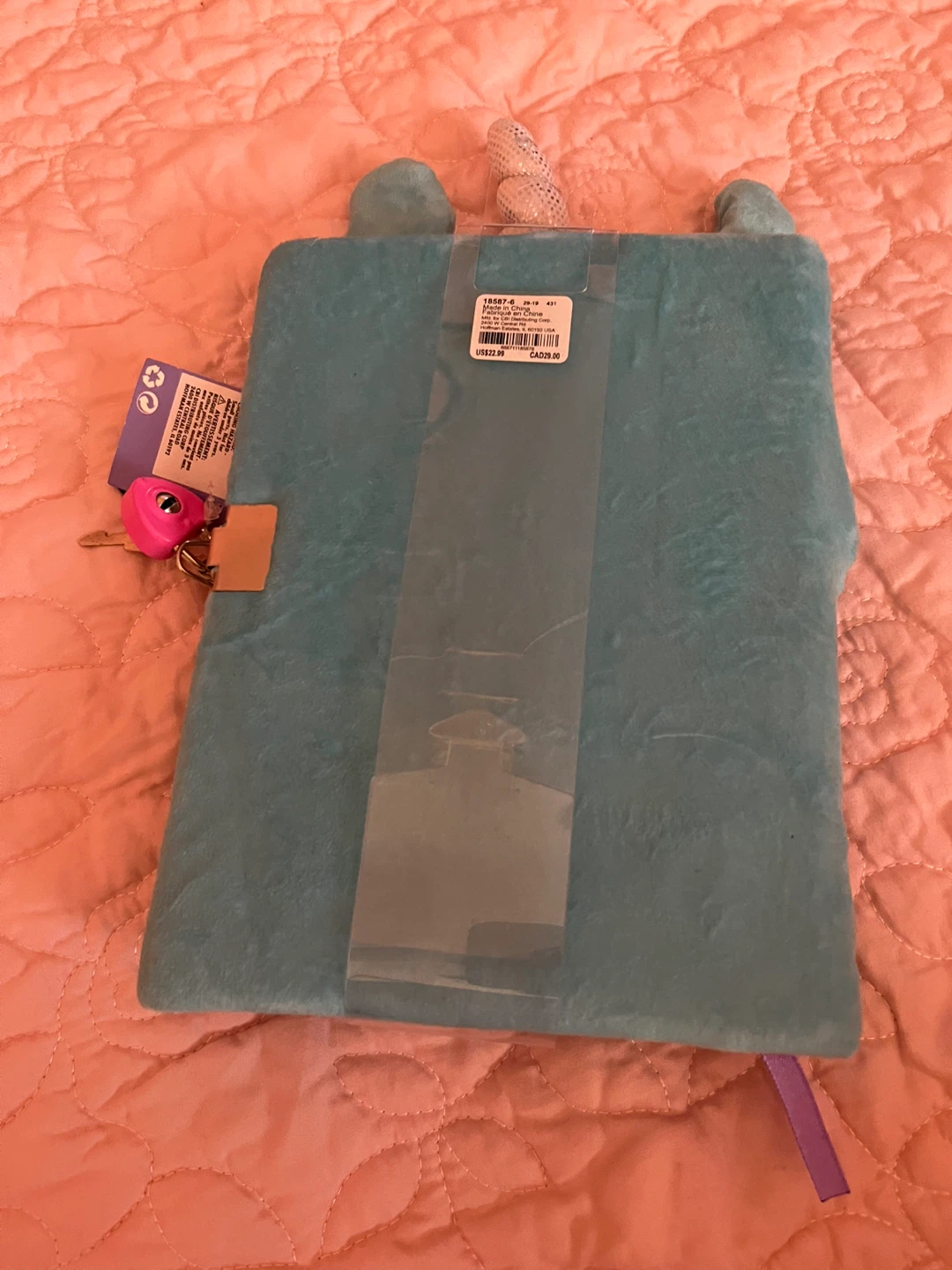 Claire's Teal Unicorn Plush Lock Diary with Charm Key - photo 2