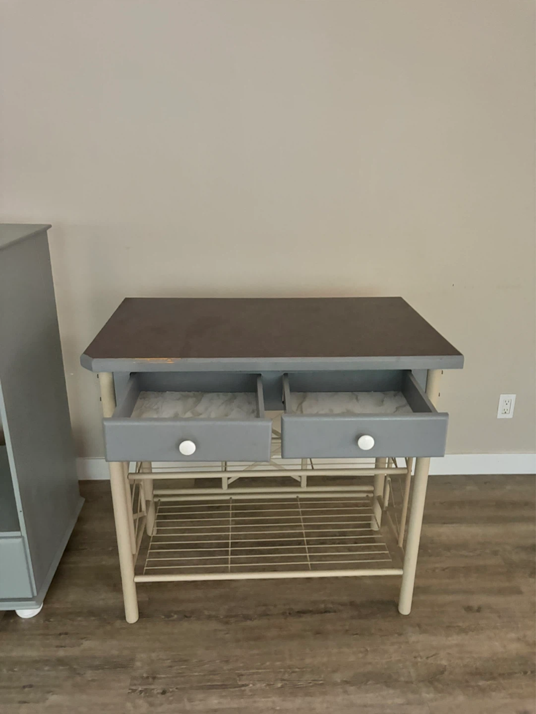 Matching Grey-blue Two-Tier Side Table with Drawers & TV stand - photo 5