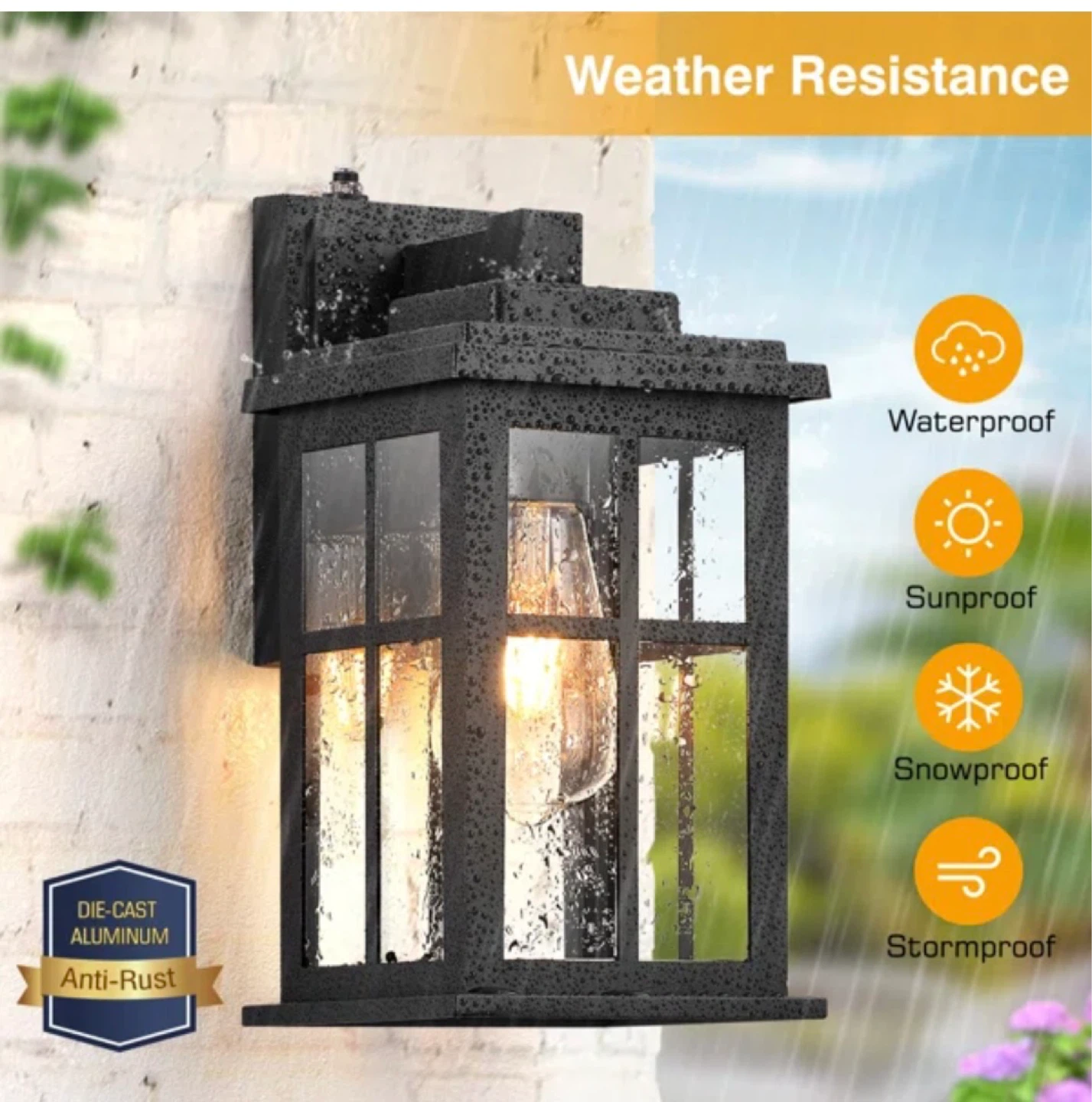 Set of 2 Black Dusk To Dawn Outdoor Wall Lights - photo 5