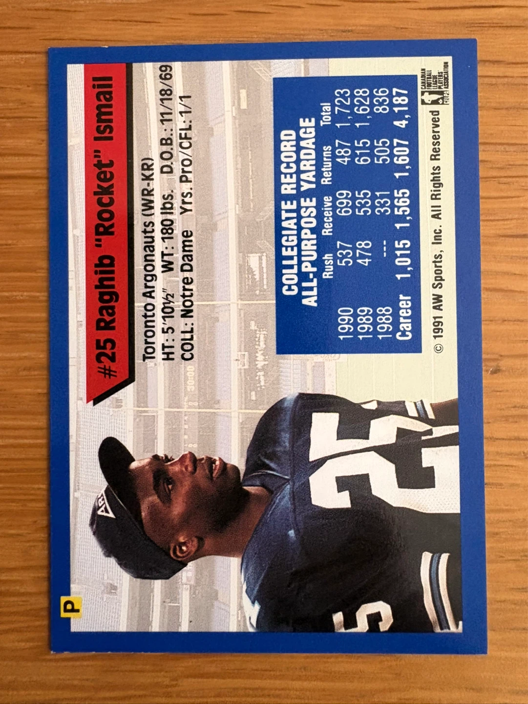Raghib "Rocket" Ismail Autographed Football Card - photo 2