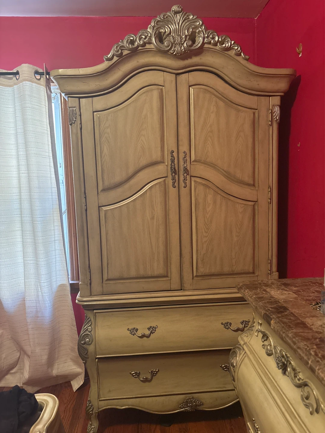 Vintage Armoire Wardrobe with Drawers