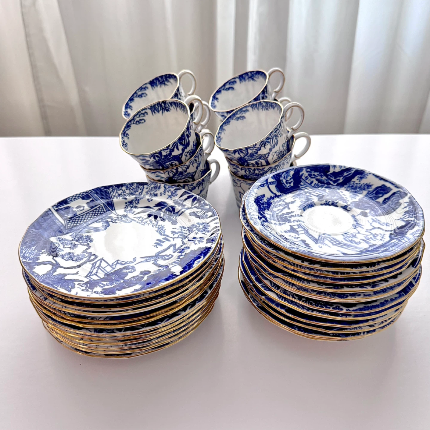 Set for 12 Royal Crown Derby Mikado teacup trios - photo 2