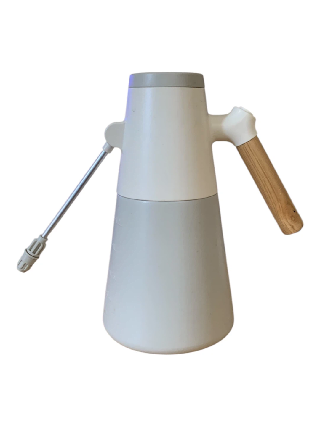White and Grey Sprayer Bottle with Wood Handle