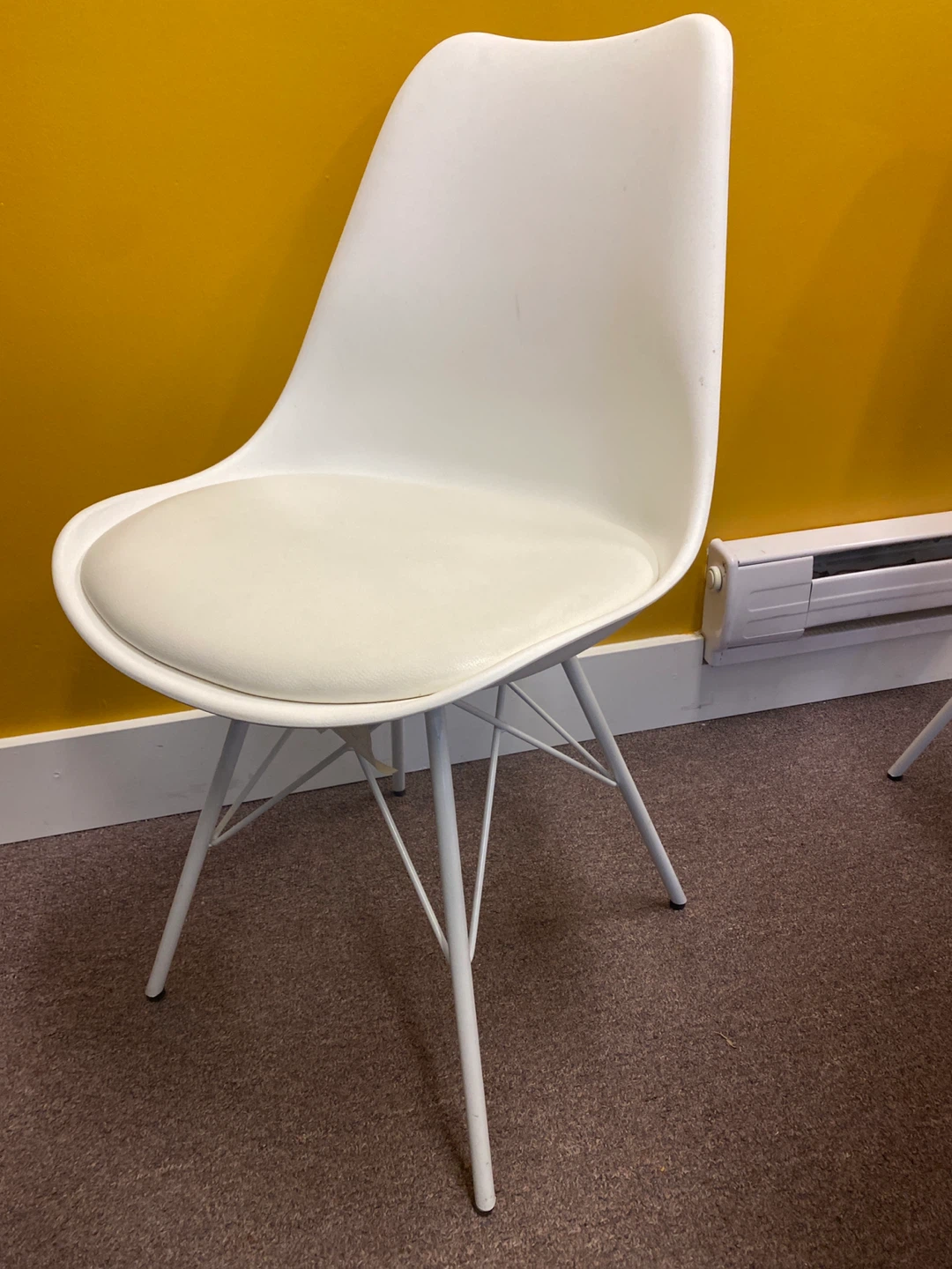 White Dining Chair with Padded Seat
