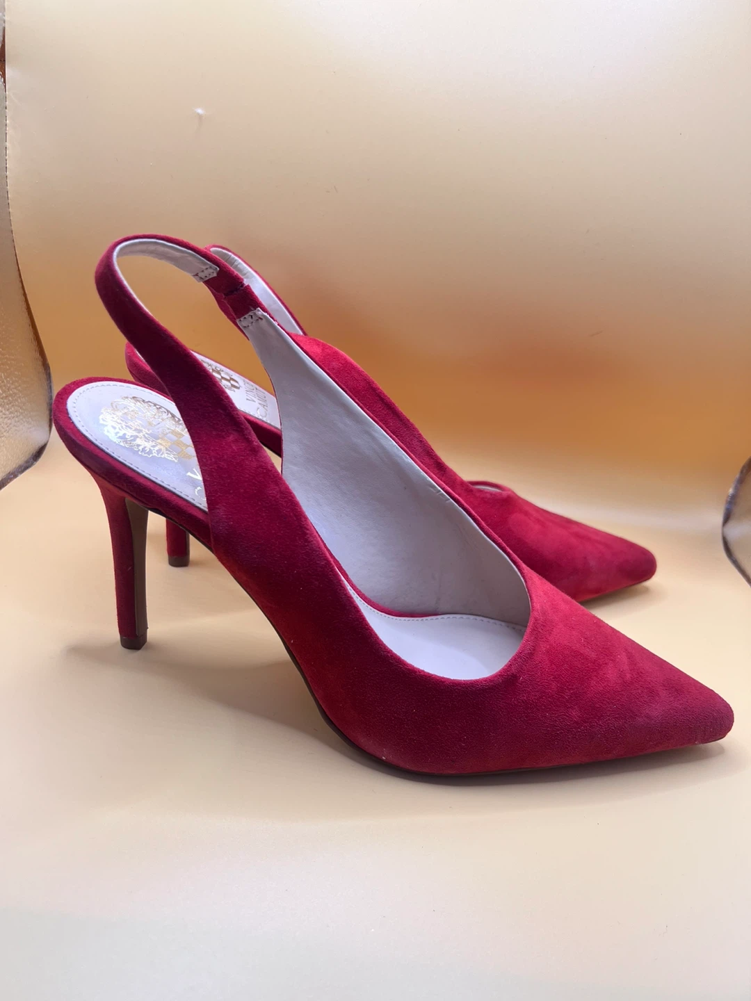 Vince Camuto Red Suede Slingback Heels